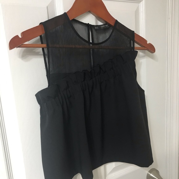 Zara Sheer Chiffon Ruffled Top - Picture 2 of 9